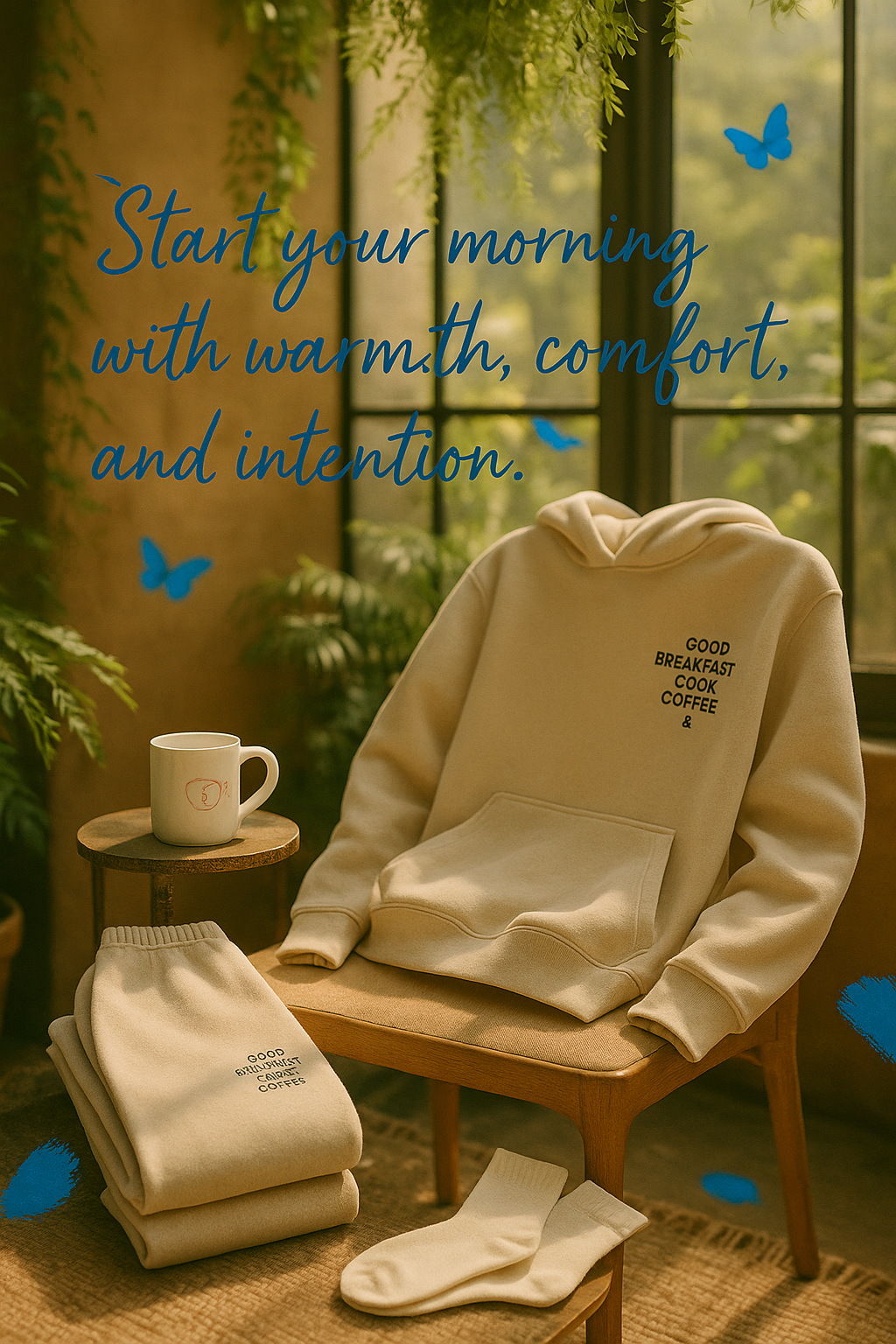 good breakfast good coffee - four piece loungewear set